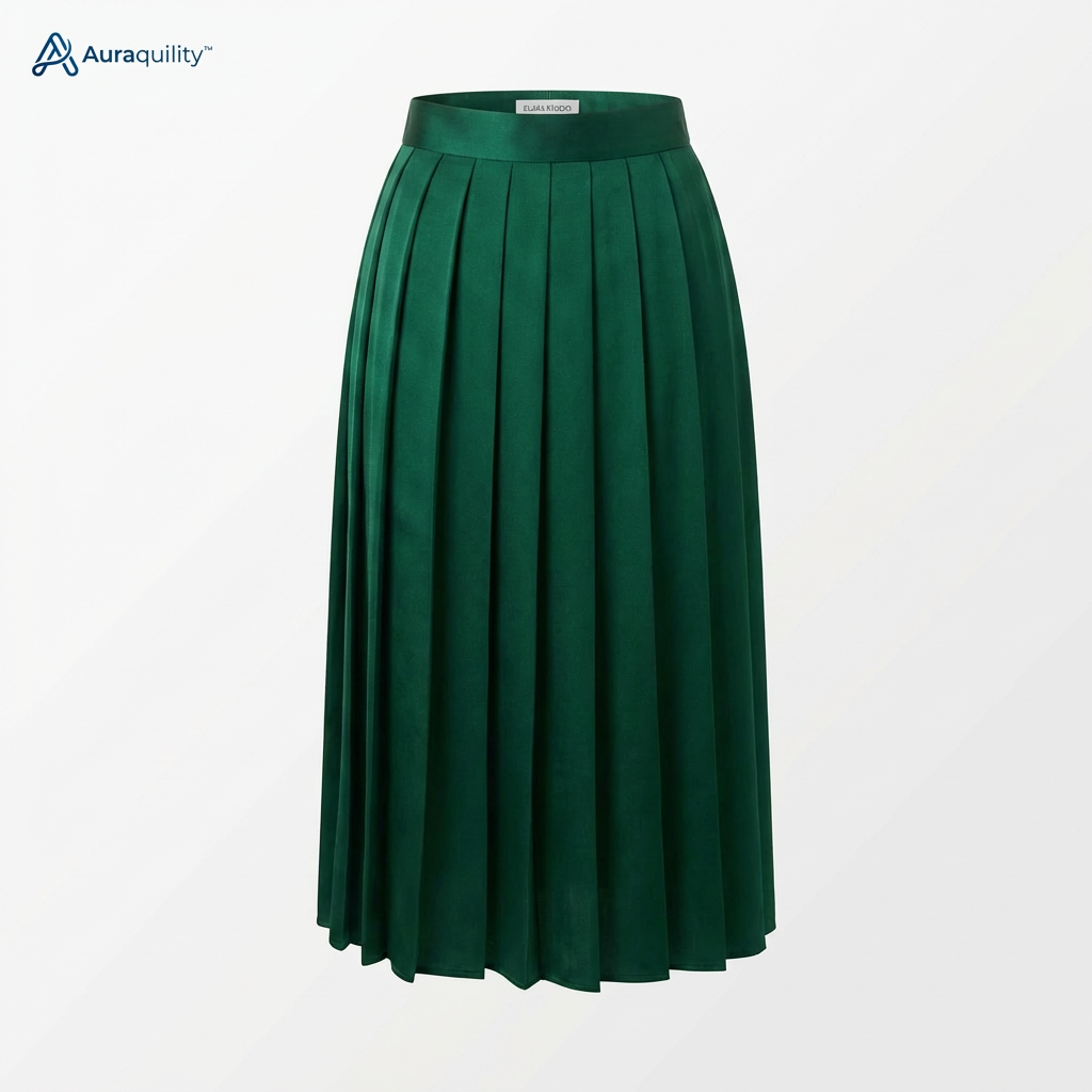 Auraquility™ Emerald Flow Pleated Midi Skirt
