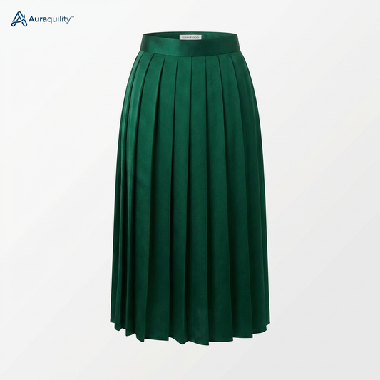 Auraquility™ Emerald Flow Pleated Midi Skirt