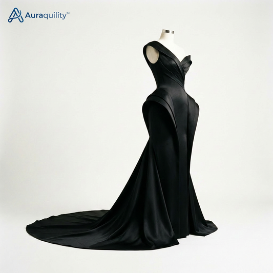 Auraquility™ Midnight Sculpt One-Shoulder Evening Gown